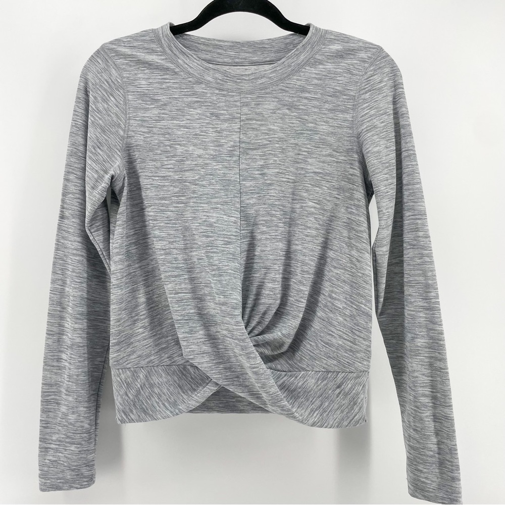 Old Navy Active Breathe On Knotted Top Gray Heathered Long Sleeves S